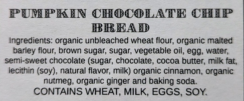 Pumpkin Chocolate Chip Bread