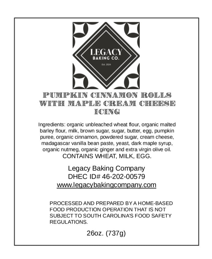 Pumpkin Cinnamon Rolls with Maple Cream Cheese Icing - 5 total served in our classic wooden tray