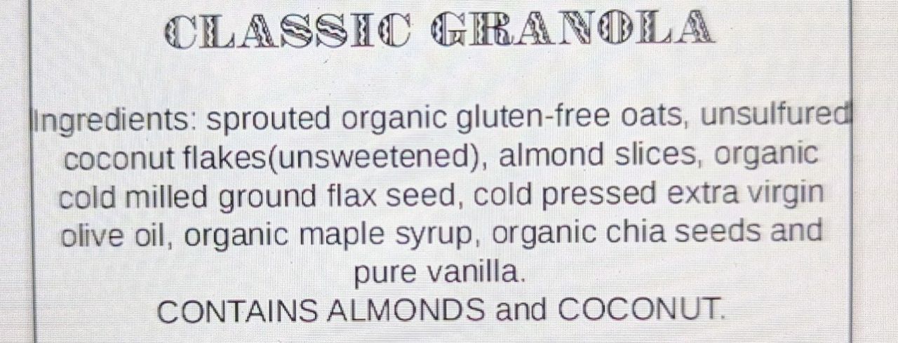 Classic Granola - Gluten free, dairy free and vegan