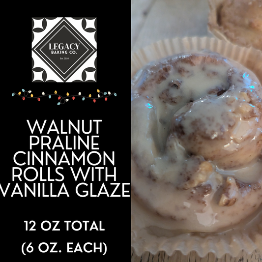 Walnut Praline Cinnamon Roll with Vanilla Glaze