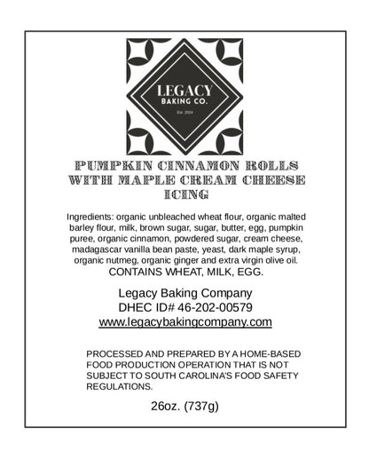 Pumpkin Cinnamon Rolls with Maple Cream Cheese Icing - 5 total served in our classic wooden tray