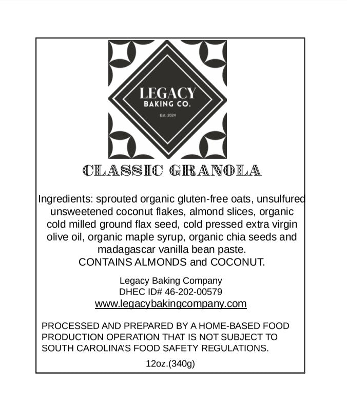 Classic Granola - Gluten free, dairy free and vegan
