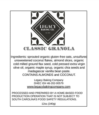 Classic Granola - Gluten free, dairy free and vegan